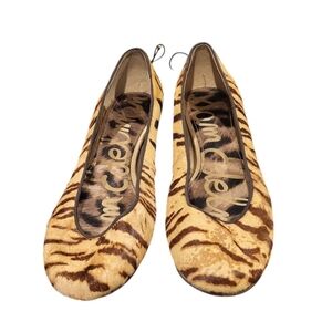 Sam Edelman Joya Ballet Flat Animal Print Tiger Calf Hair Closed Toe Shoe Size 8